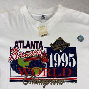 Vintage NWT Atlanta Braves 1995 World Series Champs Shirt Large 90s Belton